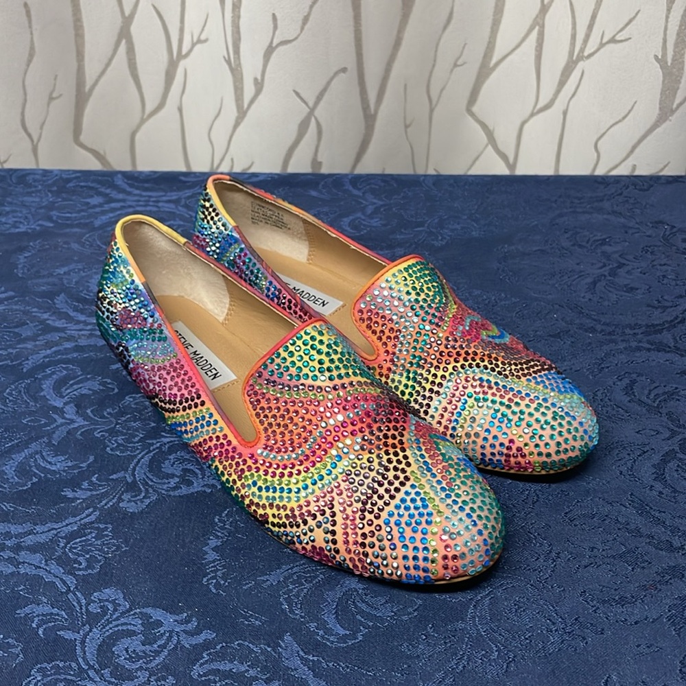 Steve Madden Flats Multicolor Bling Beads Elegant Design 6.5